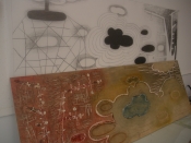 Thumbnail image of "Sketch and block for Garden of Disasters, in residence at Oregon College of Art and Craft"