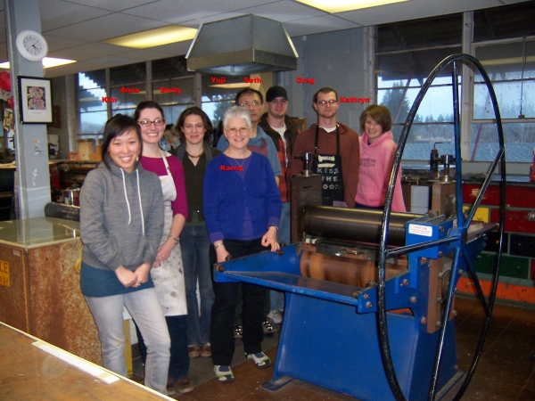 "Karen and printmakers at Oregon State University, Corvallis"